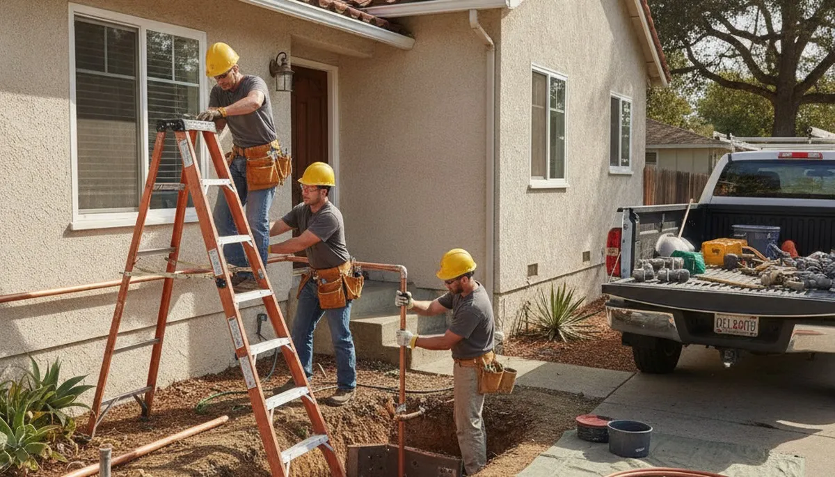 Sacramento, CA plumber repairing a leak for a local plumbing service