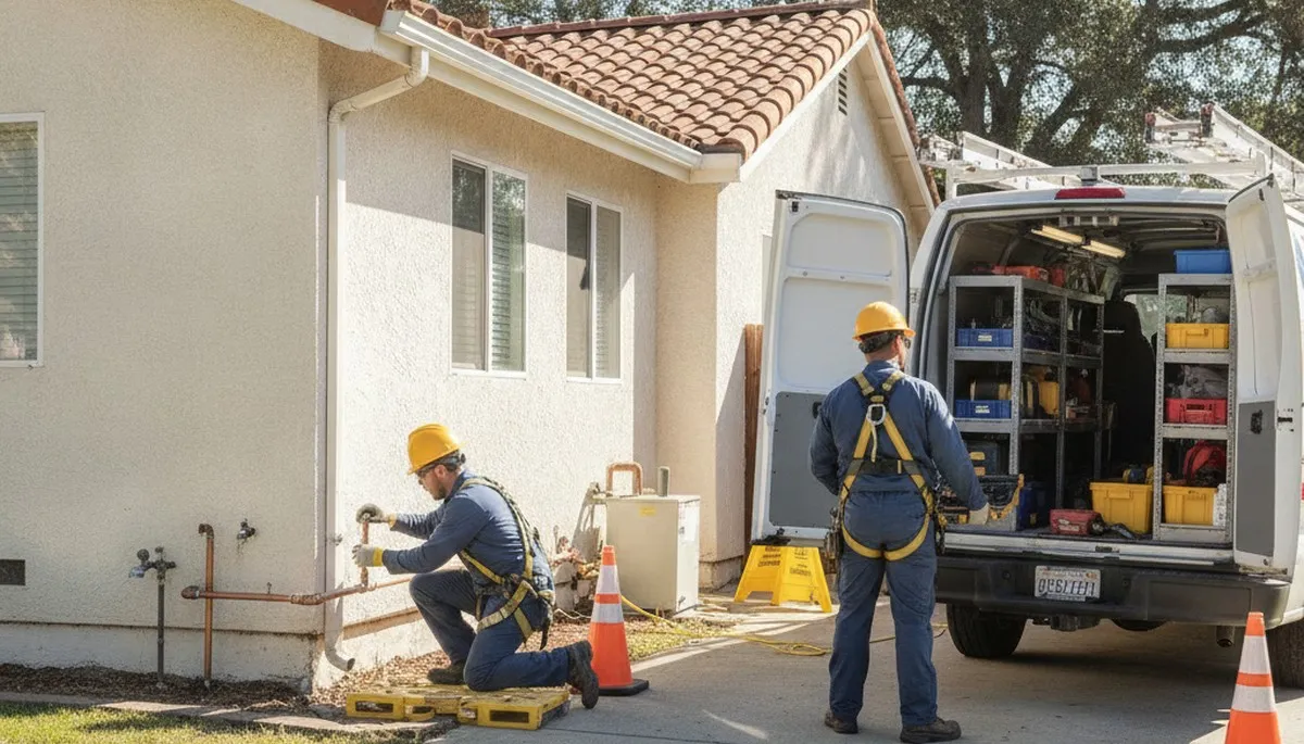 Sacramento, CA plumber repairing residential plumbing for local plumbing repair service