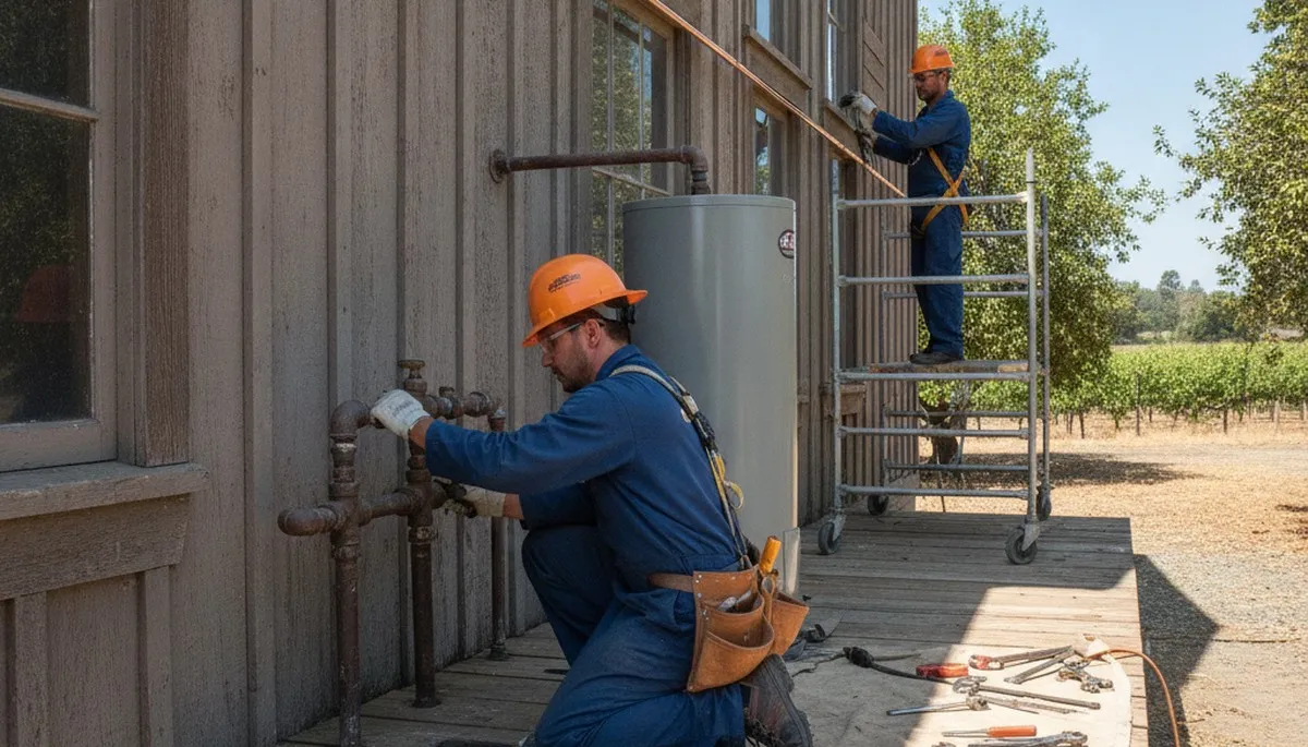 Sacramento, CA plumber repairing a residential plumbing leak for local plumbing service