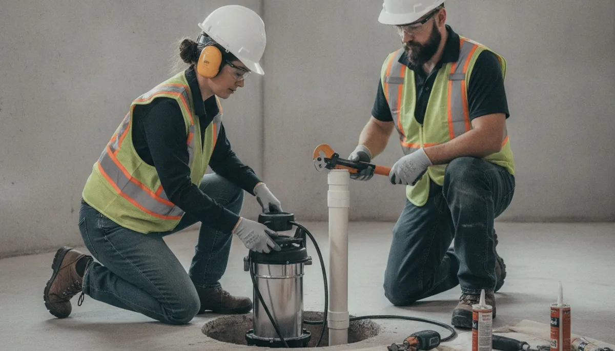 Sacramento, CA plumber installing a sump pump for home flood protection